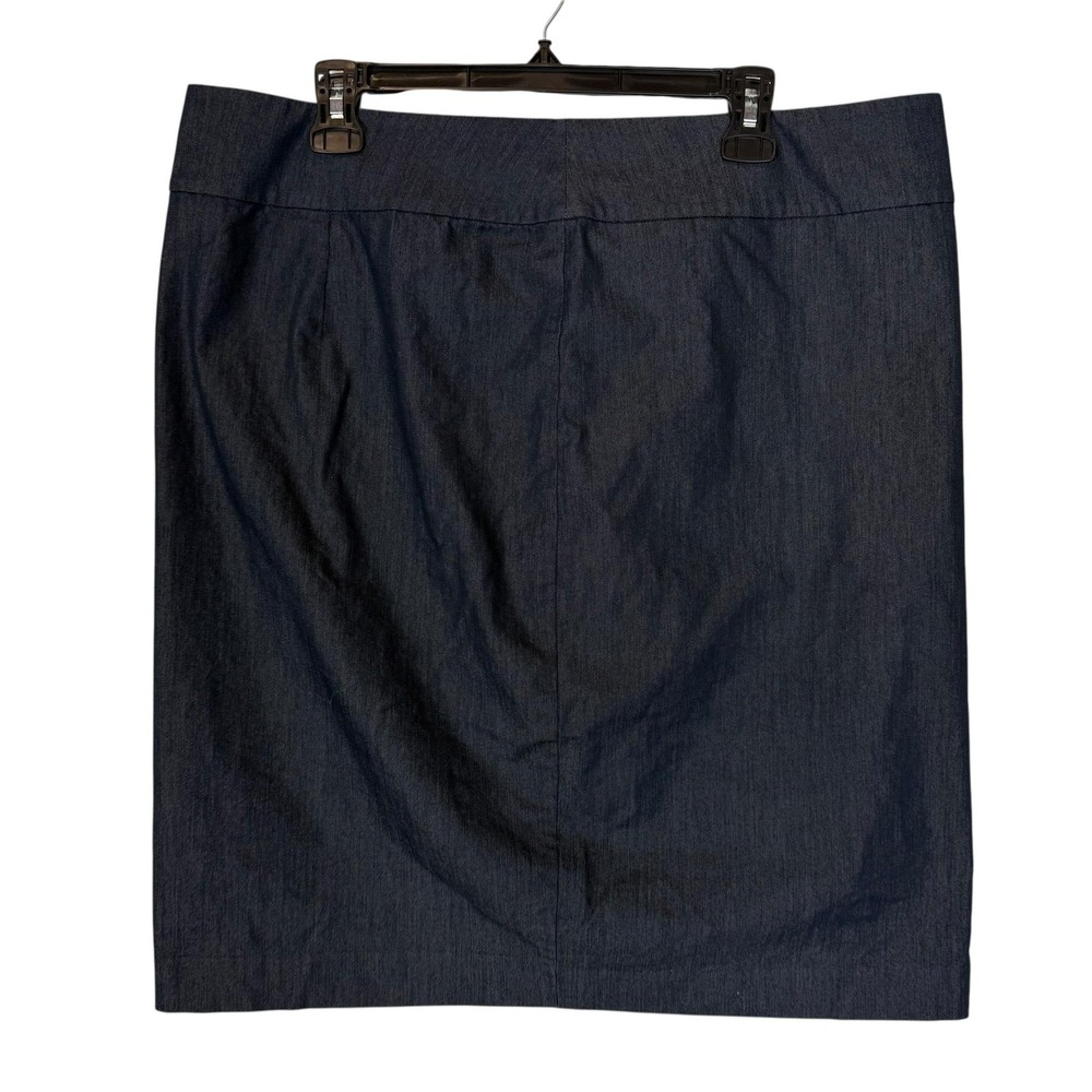 Ann Taylor Factory Denim Skirt Womens 16 Blue Jean Pencil Stretch Front Slit